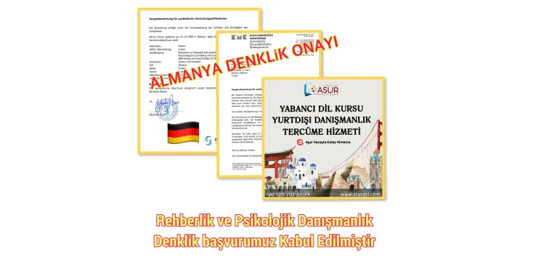 Rehberlik ve Psikolojik Danışmanlık Bölümü Almanya Denklik Onayı