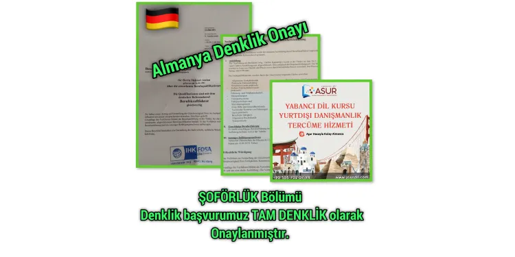 Şoförlük Bölümü Almanya Denklik Onayı